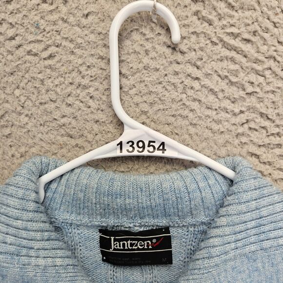 Jantzen Sweater Mens Size Medium Blue Collared Cable Knit Pullover - Picture 8 of 8